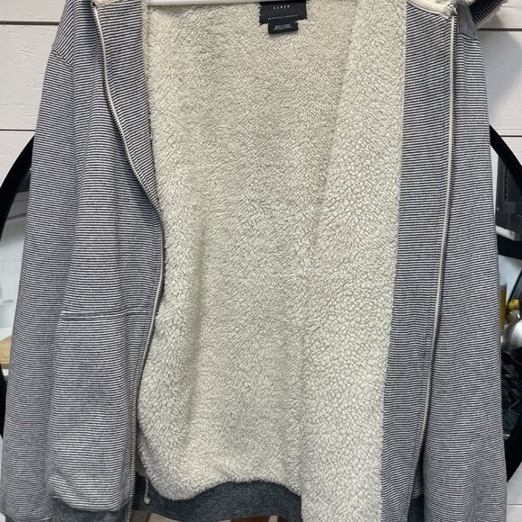 RVCA Men’s Cannon Sherpa Zip Hoodie Jacket – Silver Bleach (Size Large) - - Picture 2 of 8